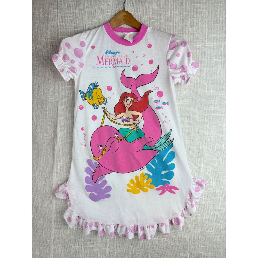 RARE Vintage 90s Disney The Little Mermaid Ariel Dolphin Nightgown Sz 12